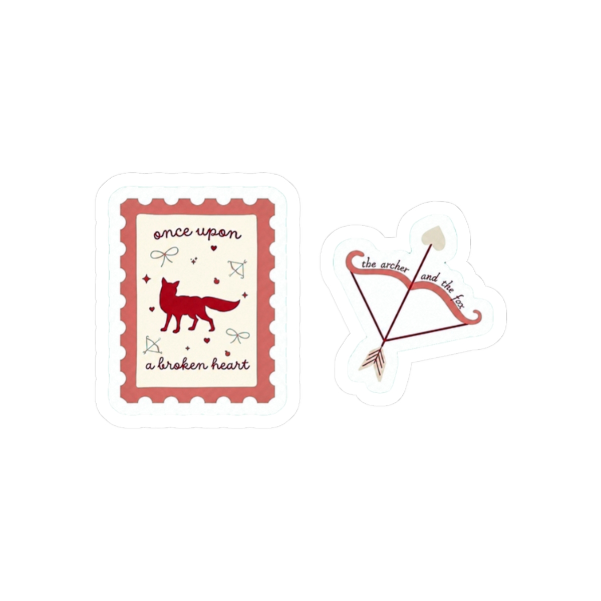 once upon a broken heart stamp and the archer and the fox bow pink sticker pack | Stephanie Garber - alternate angle 3, merchandise
